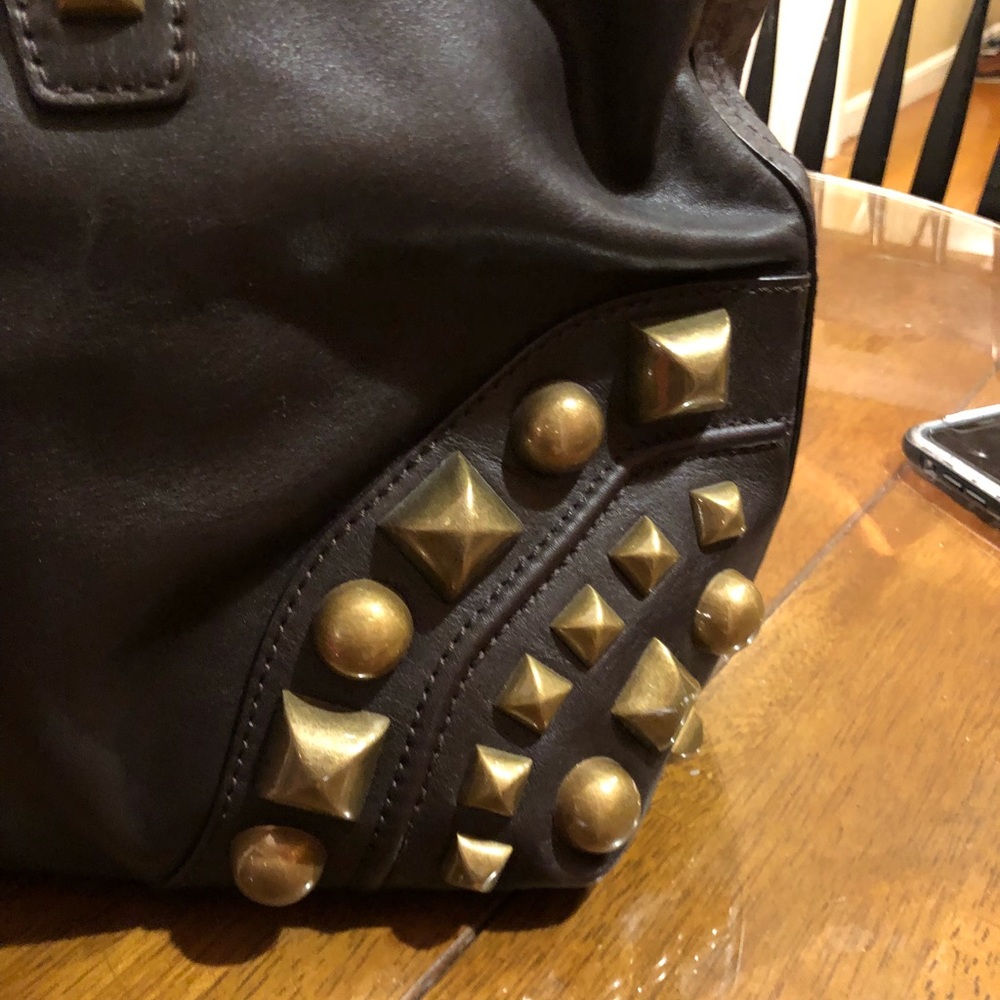 Rare! Burberry brass studded brown leather bag. - Picture 3 of 5